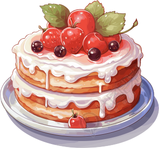 带浆果的蛋糕插画