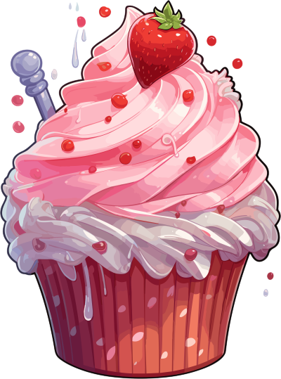 甜美粉色杯子蛋糕高清PNG图形素材