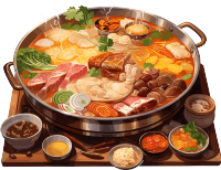 秋冬热气腾腾的火锅插图