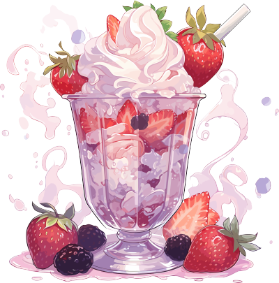 草莓奶昔商业设计插画