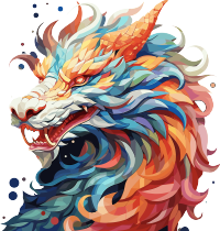 彩色抽象龙头图案PNG素材