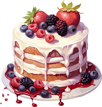 手绘插画创意设计莓果蛋糕素材