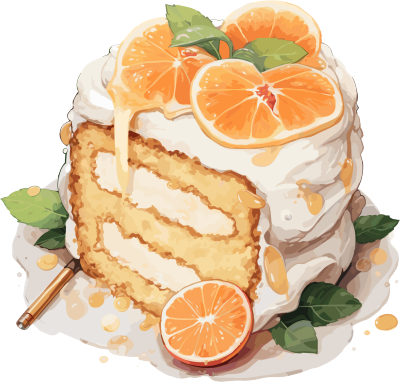 中国风橘子蛋糕插画素材