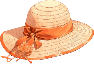 带丝绸的典雅太阳帽高清PNG图形素材