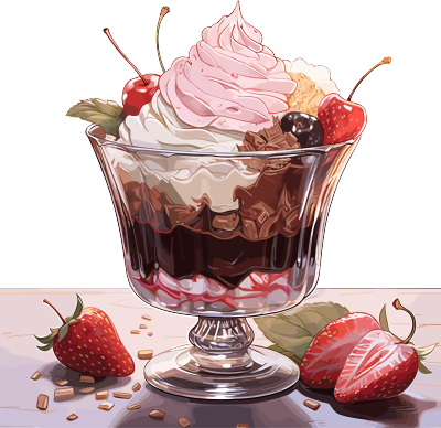 商业设计巧克力草莓冰淇淋透明背景素材