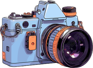 卡通风格彩色手绘相机PNG图形素材