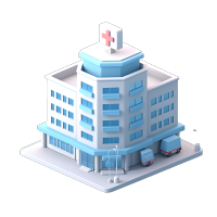 淡蓝灰蓝医院3D艺术插图