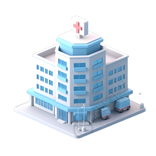 淡蓝灰蓝医院3D艺术插图