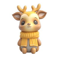 棕色麋鹿3D光泥动物宝宝插画