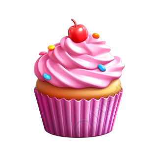 可爱甜点3D图标粉色插图
