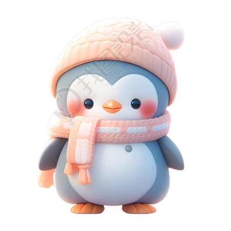戴围巾的小企鹅超可爱3D黏土素材