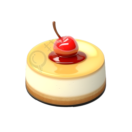 樱桃布丁可口甜点3D插图