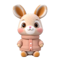 3D轻黏土小兔子萌宠插图