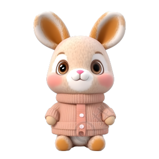 3D轻黏土小兔子萌宠插图