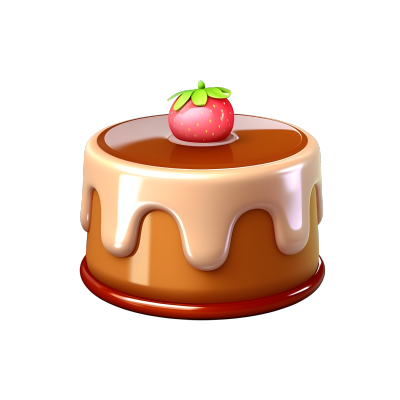 3D卡通草莓小蛋糕商用插画
