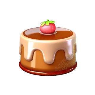 3D卡通草莓小蛋糕商用插画