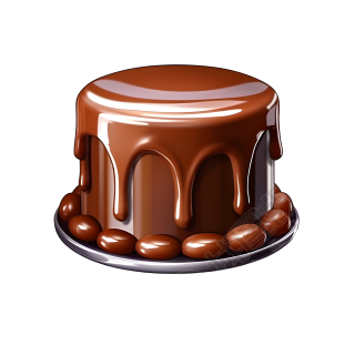 卡通糕点巧克力瀑布蛋糕3D插画