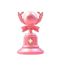 粉色系精美的奖杯3D图标素材