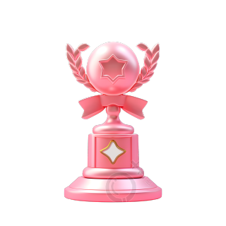 粉色系精美的奖杯3D图标素材