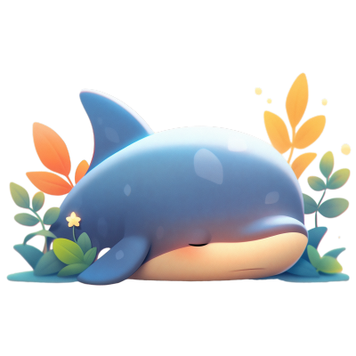 趴着睡觉的鲸鱼盲盒设计商用插画