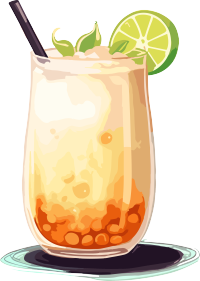 中国奶茶透明背景创意设计插图