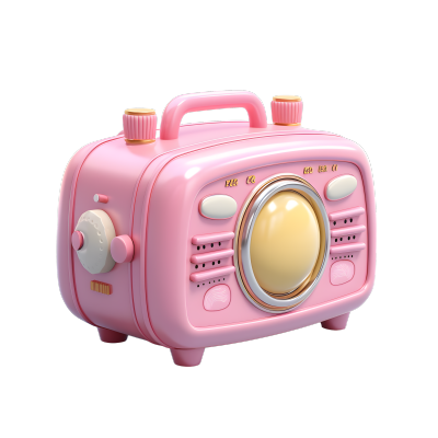 粉色系可爱小音箱3D图标元素