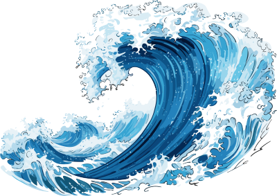 蓝色和深蓝白海浪元素插画