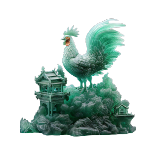 可商用玉质雕刻公鸡创意设计素材