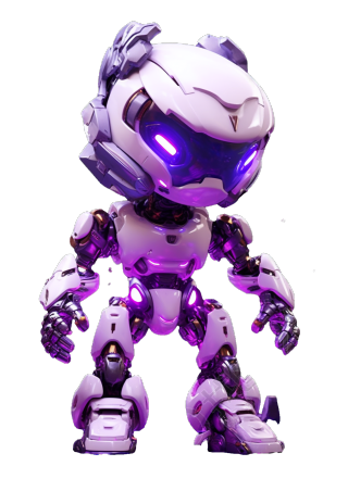 透明背景紫光头盔机器人插画设计素材