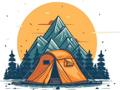 清新风格露营帐篷插画
