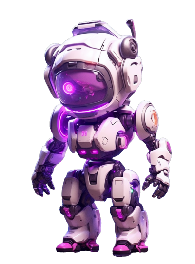 紫光头带紫色头盔机器人插画设计素材