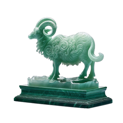 小羊透明背景高清创意玉质雕刻素材