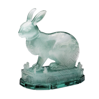 立体雕刻动物小兔子透明素材