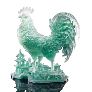 玉质雕刻大公鸡PNG创意设计元素