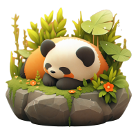 可爱动物盲盒睡觉的熊猫素材