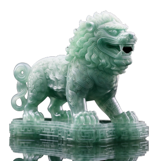 玉质雕刻石狮子创意设计素材