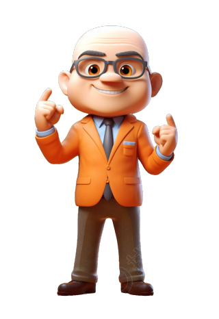 橙色西装3D商务人物插图