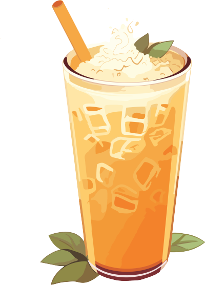橙子口味奶茶插画设计素材