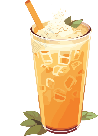 橙子口味奶茶插画设计素材
