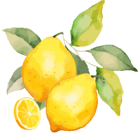 逼真柠檬水彩插画素材