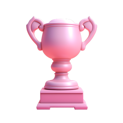 可爱粉色系3D奖杯图标透明背景素材
