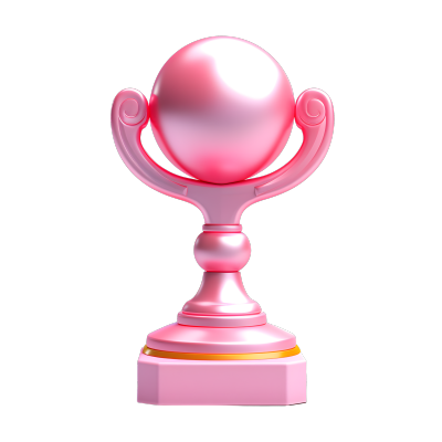 创意奖杯可爱卡通风格粉色系3D商业插画