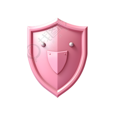 粉色防护盾3D图标素材