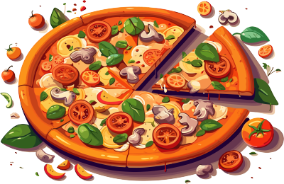 创意设计蔬菜披萨高清PNG图形素材