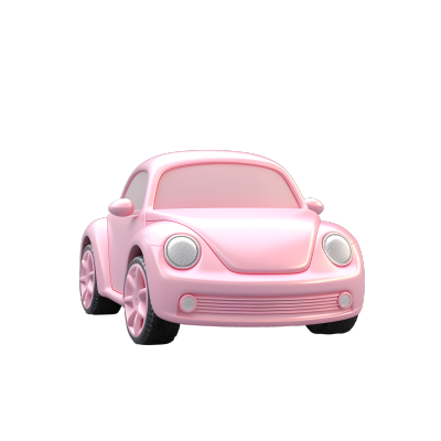 粉色系3D卡通小汽车图标插画