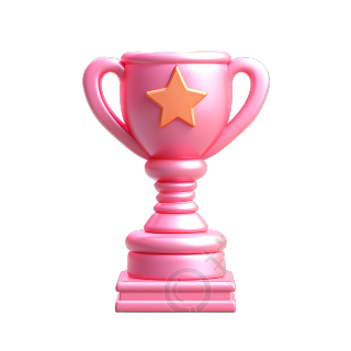 可爱精美的粉色奖杯卡通风格3D图标素材