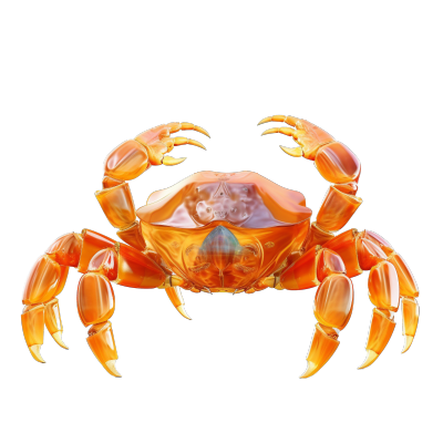 透明中秋节元素3D渲染螃蟹素材