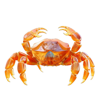 透明中秋节元素3D渲染螃蟹素材