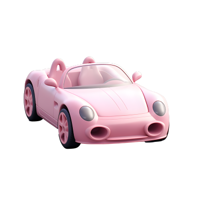 可爱卡通风格的粉色系3D汽车插画