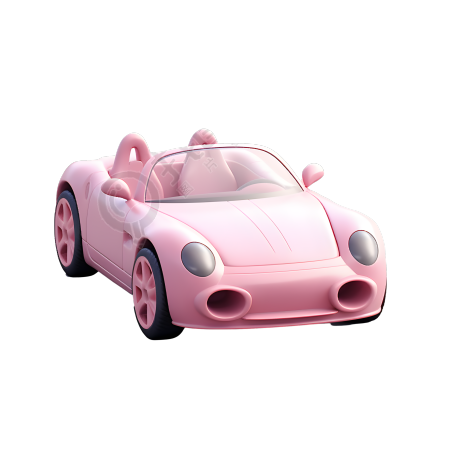 可爱卡通风格的粉色系3D汽车插画